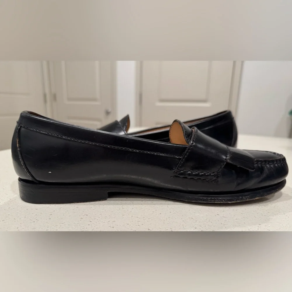 Cole Haan City Black Leather Kiltie Monk Strap Loafers - Size 10